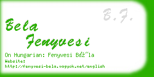 bela fenyvesi business card